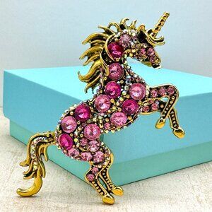 Large Unicorn Brooch Unicorn Rhinestone Brooch Pink Unicorn Pendant Gift for Her